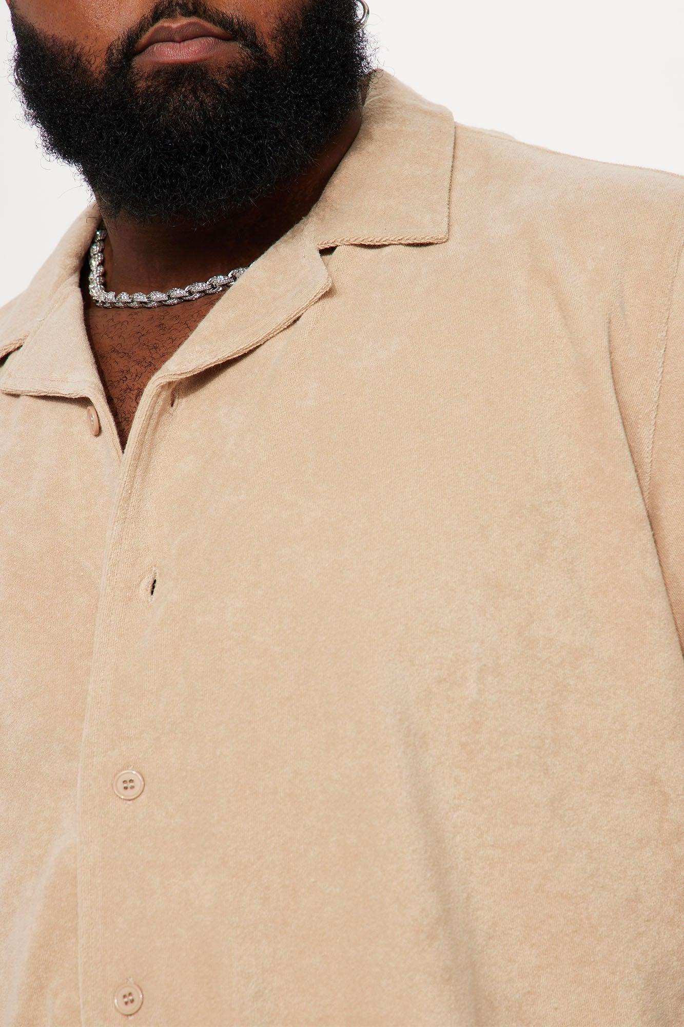 Dipped Terry Short Sleeve Cuban Shirt - Sand Product Image