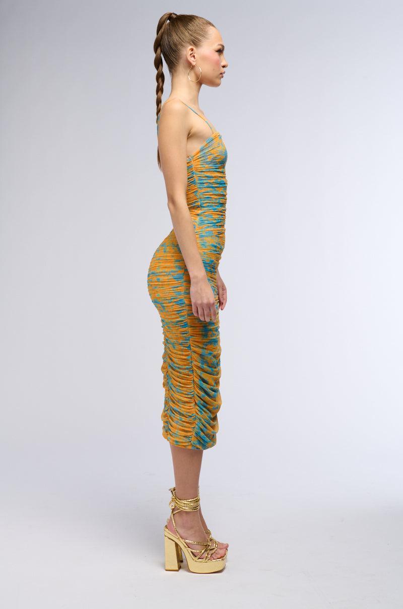 CAMMI RUCHED MIDI DRESS Product Image