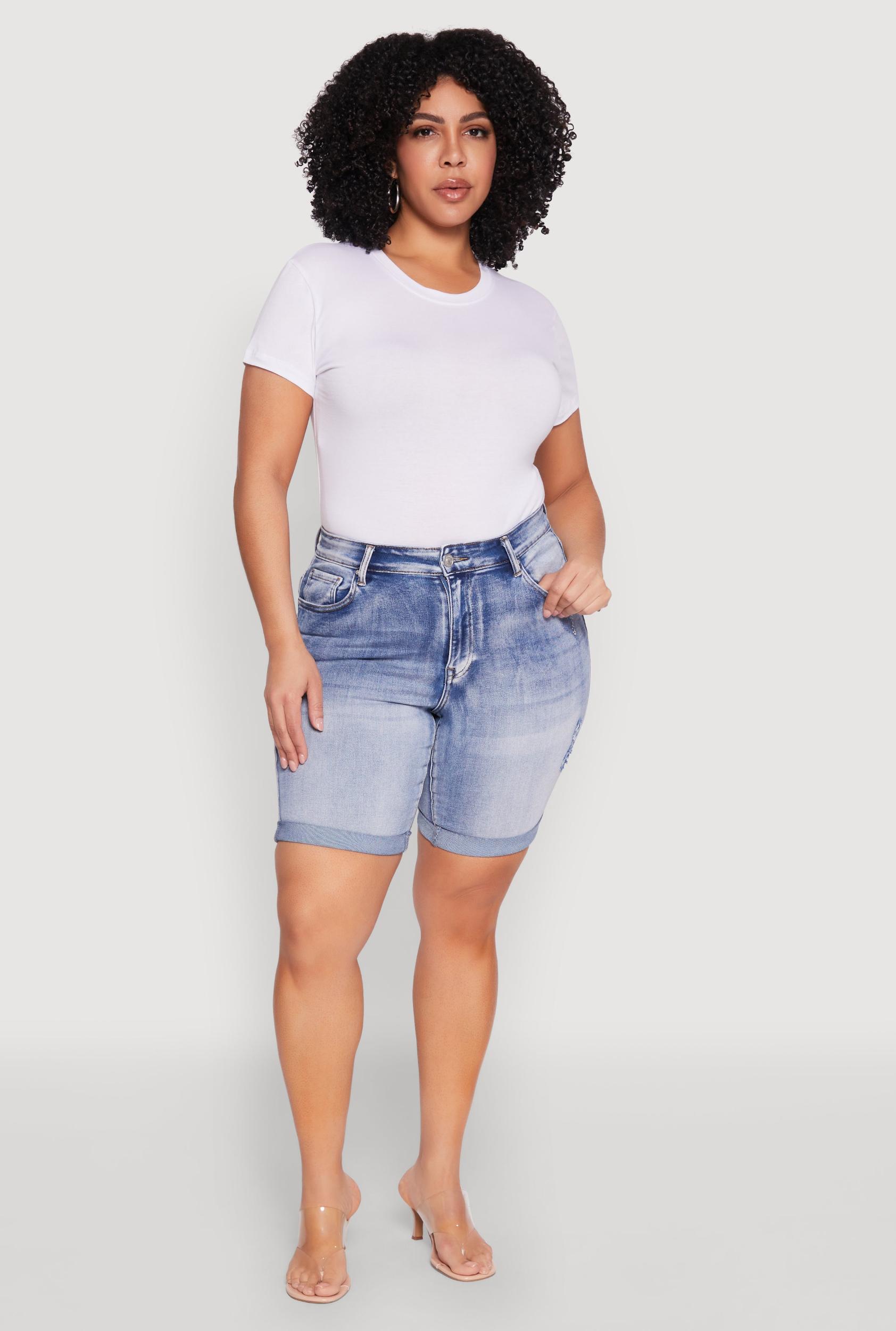 Womens Plus Size WAX Bermuda Denim Shorts Product Image