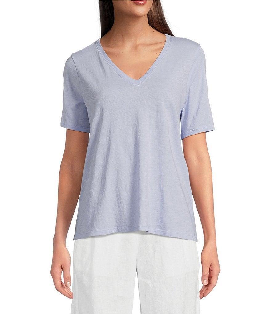Eileen Fisher Easy Jersey Knit V-Neck Short Sleeve Tee Product Image