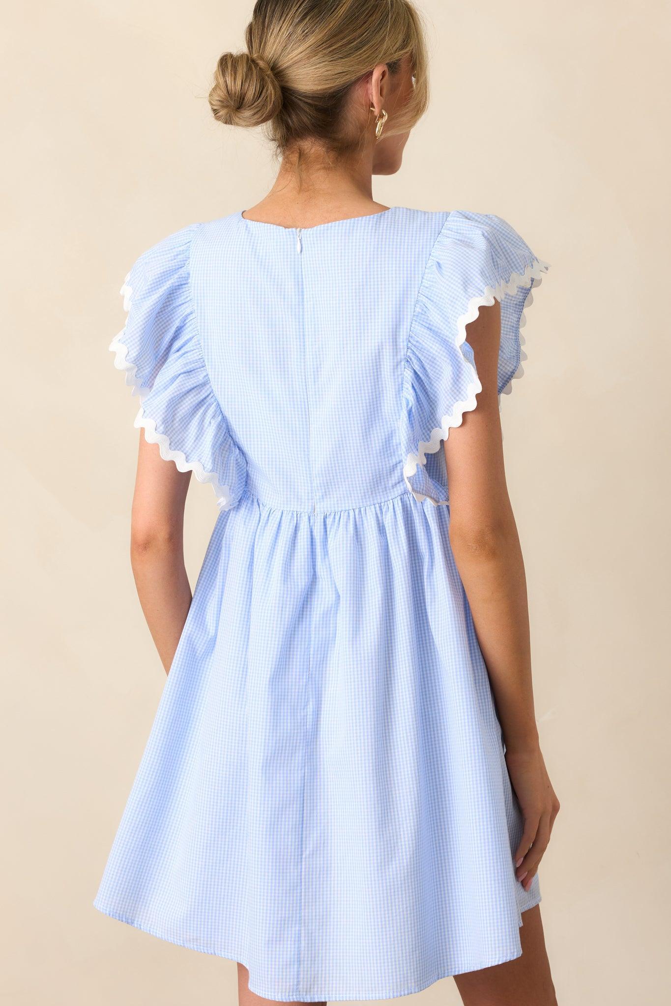 Fairchild Blue Micro Gingham Cotton Mini Dress Product Image