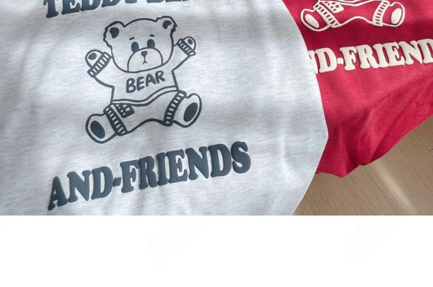 Bear Print Loose-Fit Sweatshirt Product Image