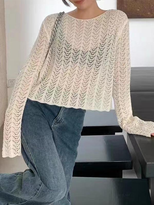 Cutout Thin Loose Long Sleeve Knit Product Image