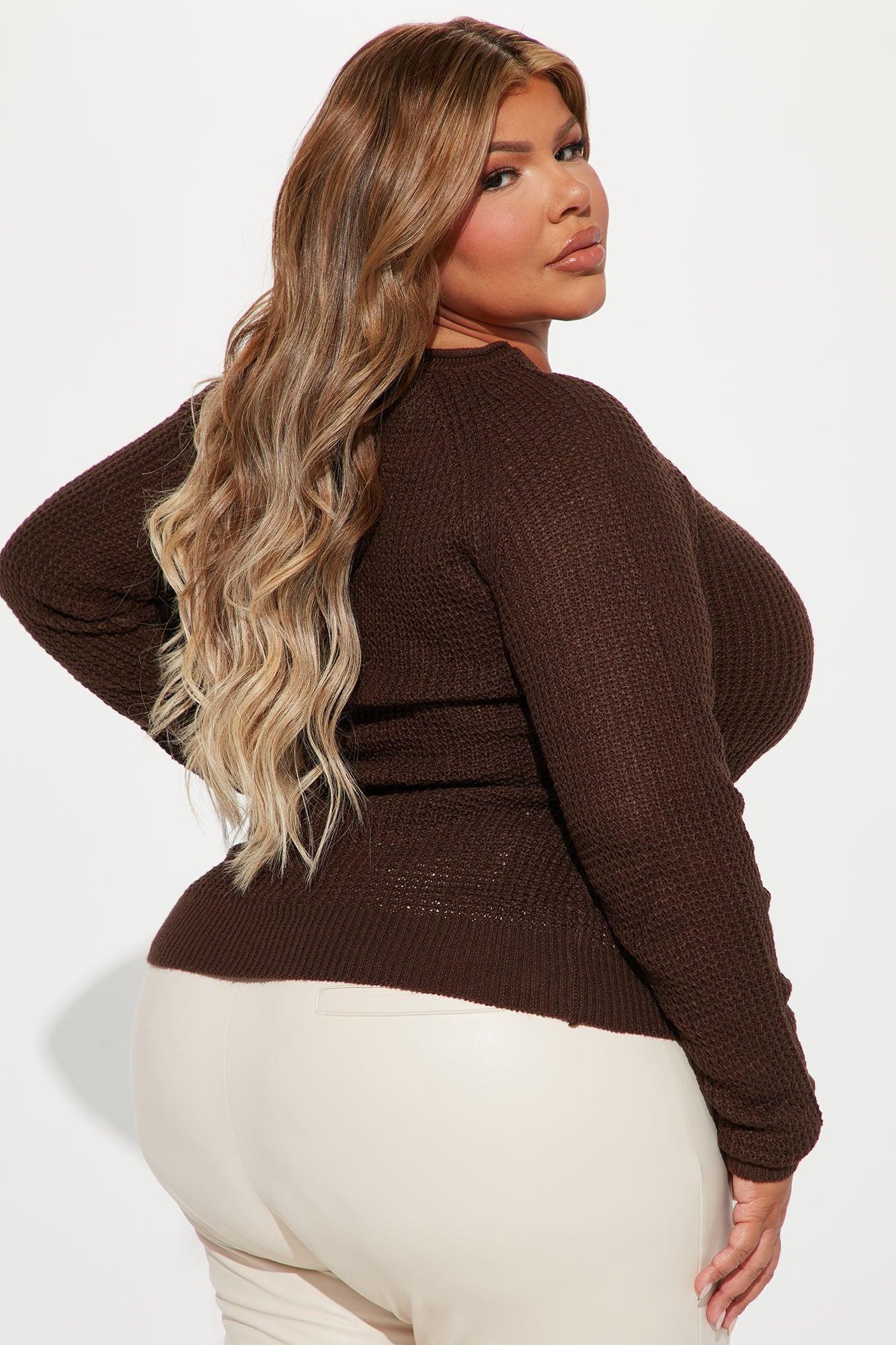 Ariana Waffle Sweater - Chocolate Product Image