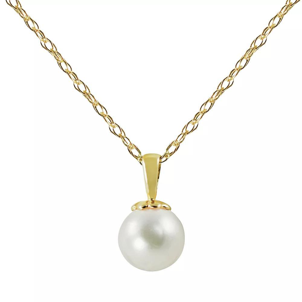 14k Gold Akoya Cultured Pearl Solitaire Pendant Necklace, Womens White Product Image