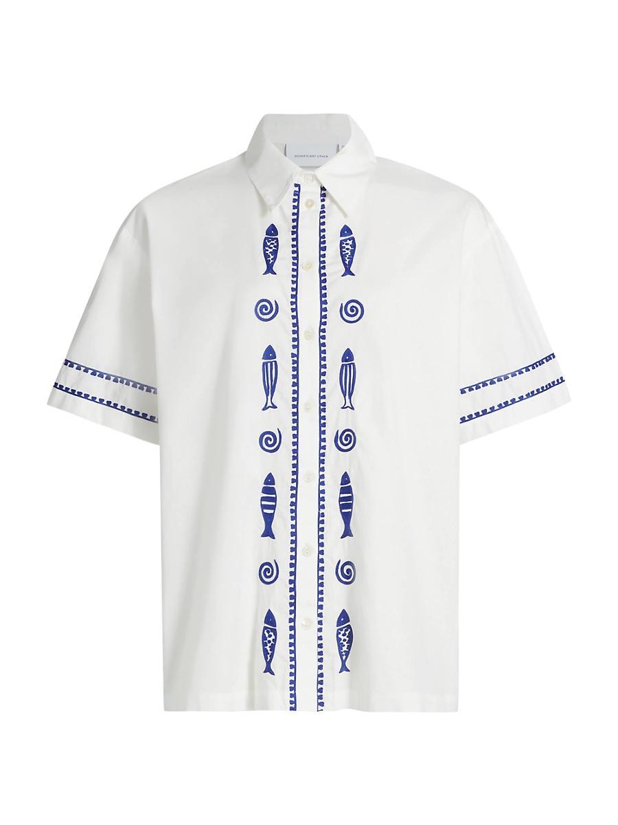 Womens Annette Embroidered Cotton Shirt Product Image