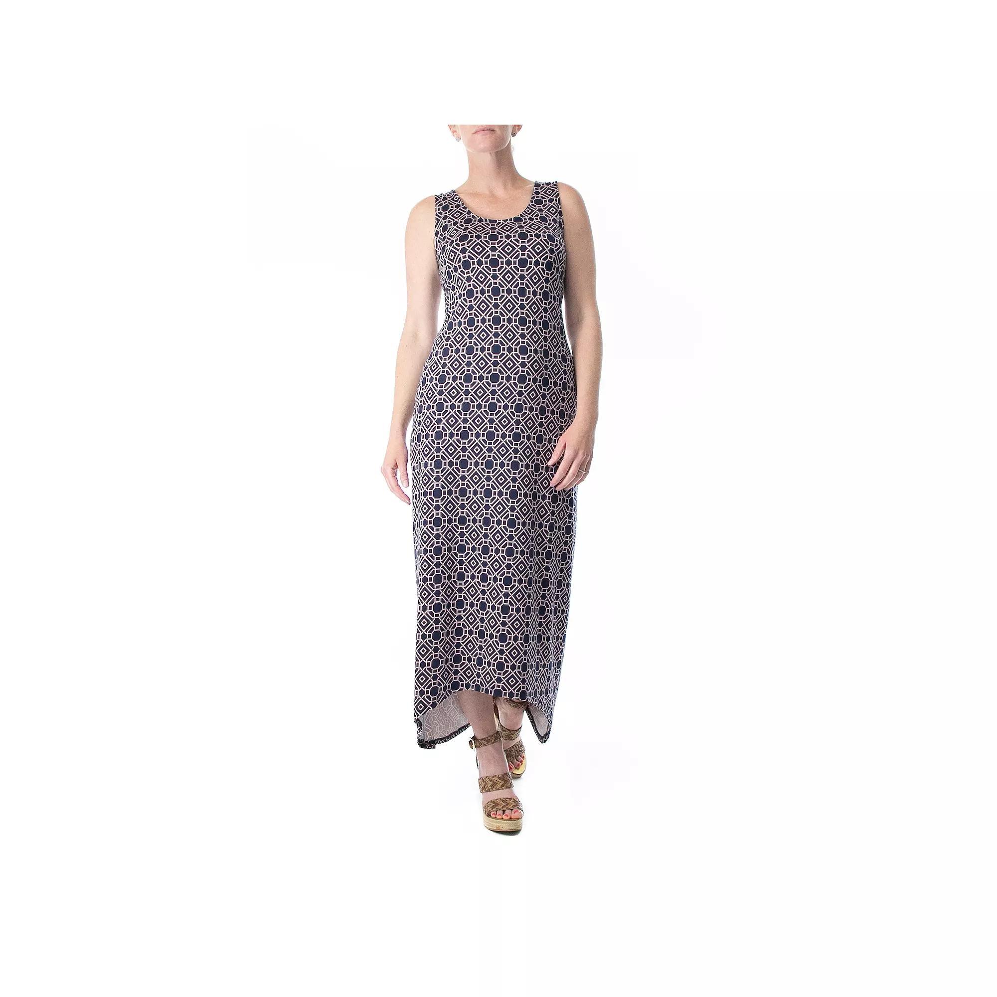 Women's Nina Leonard Printed High-Low Maxi Dress, Size: Medium, Blue Blush Product Image