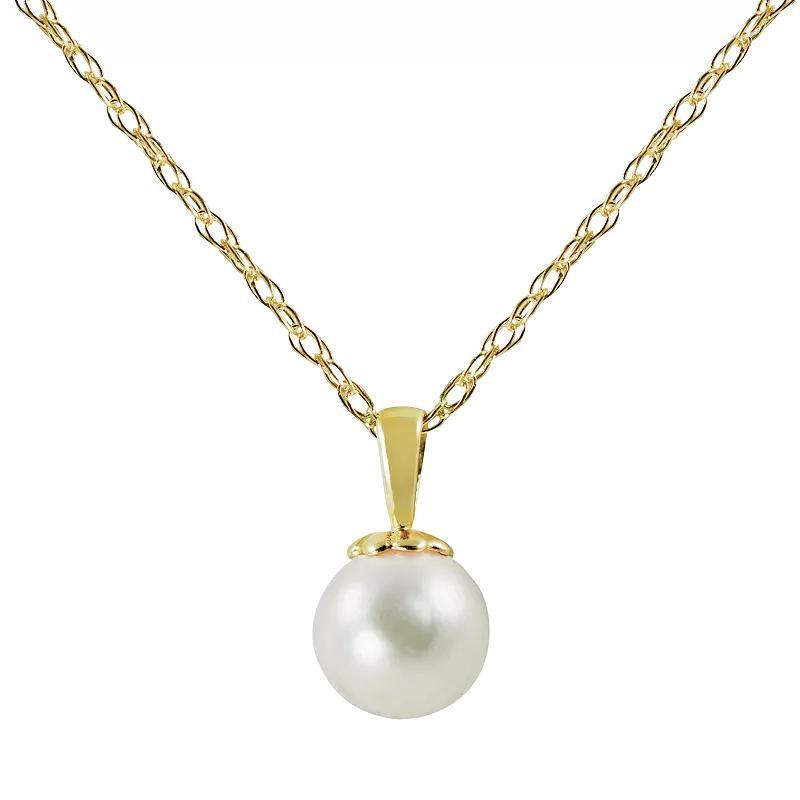14k Gold Akoya Cultured Pearl Solitaire Pendant Necklace, Womens White Product Image