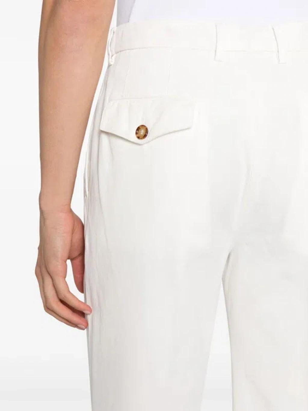 BRUNELLO CUCINELLI Men Cotton Trousers In White Product Image