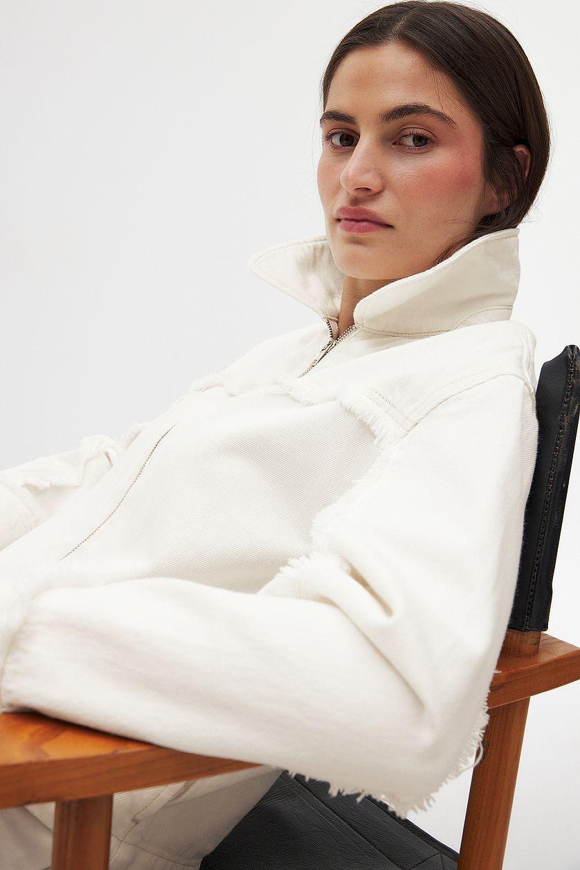 Raw Hem Detail Denim Jacket Product Image