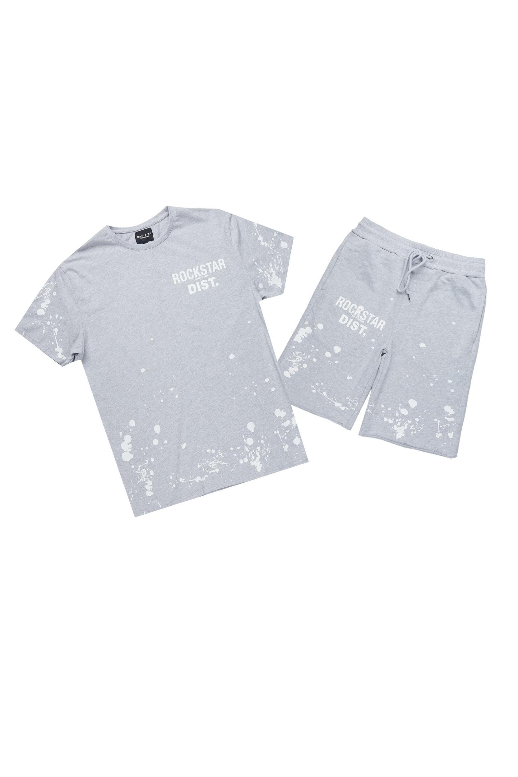 Rafix Heather Grey Graphic T-Shirt Short Set Male Product Image