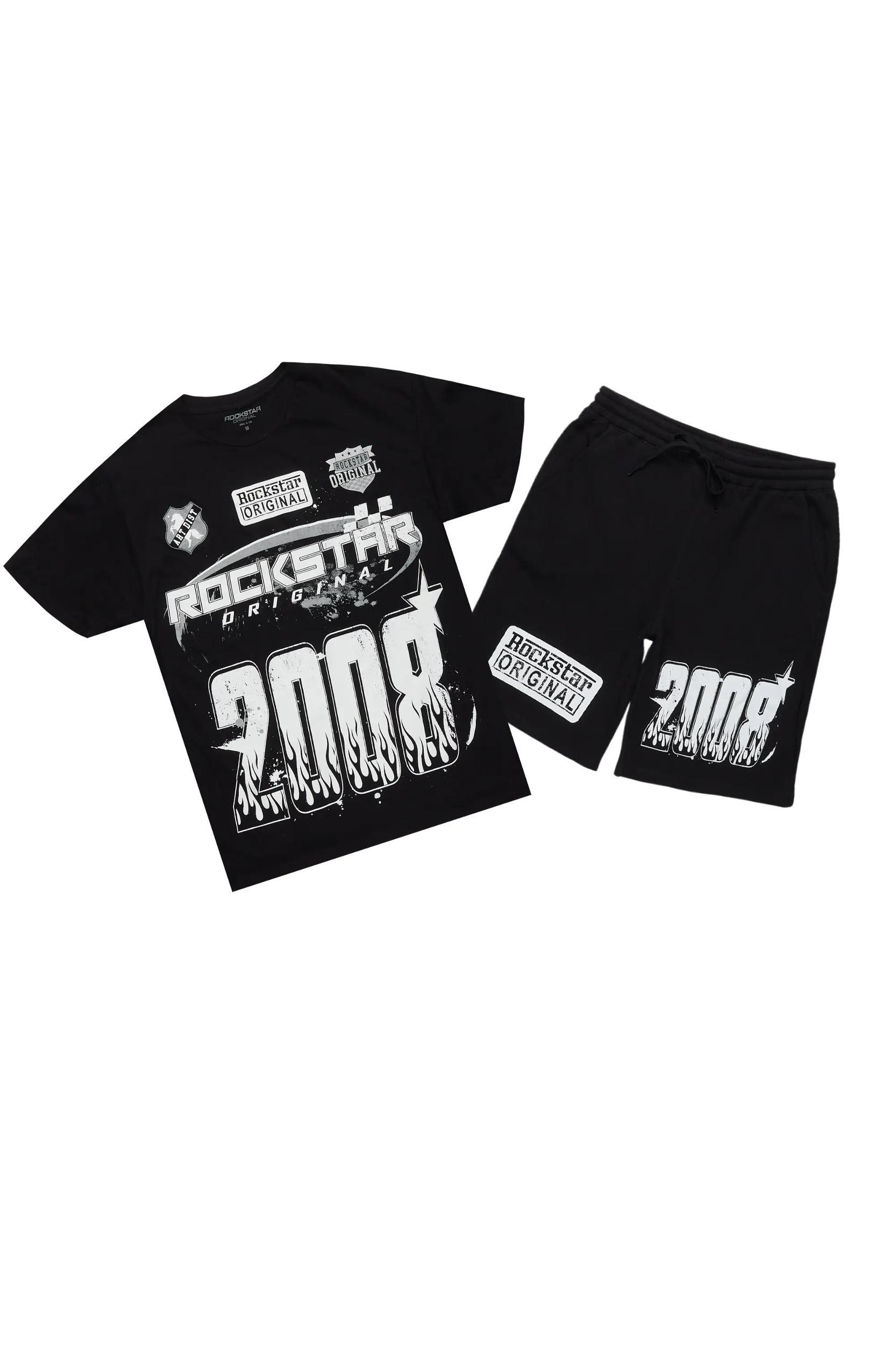 Amos Black Graphic T-Shirt Short Set Male Product Image