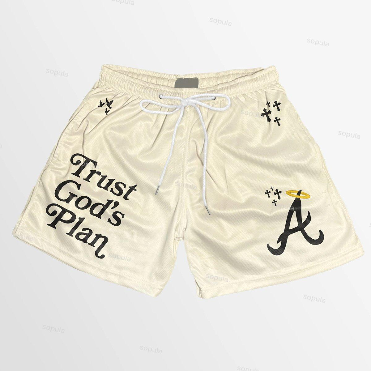 Trust God's Plan Graphic Print Mesh Shorts Product Image
