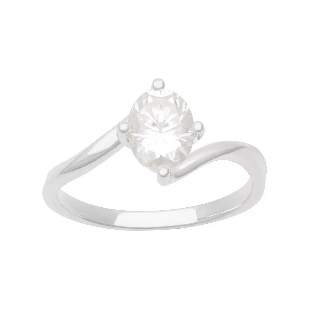 Women's Love Always Sterling Silver 1 3/8 Carat T.G.W. Oval-Cut Moissanite Twist-Shank Engagement Ring, Size: 7 Product Image