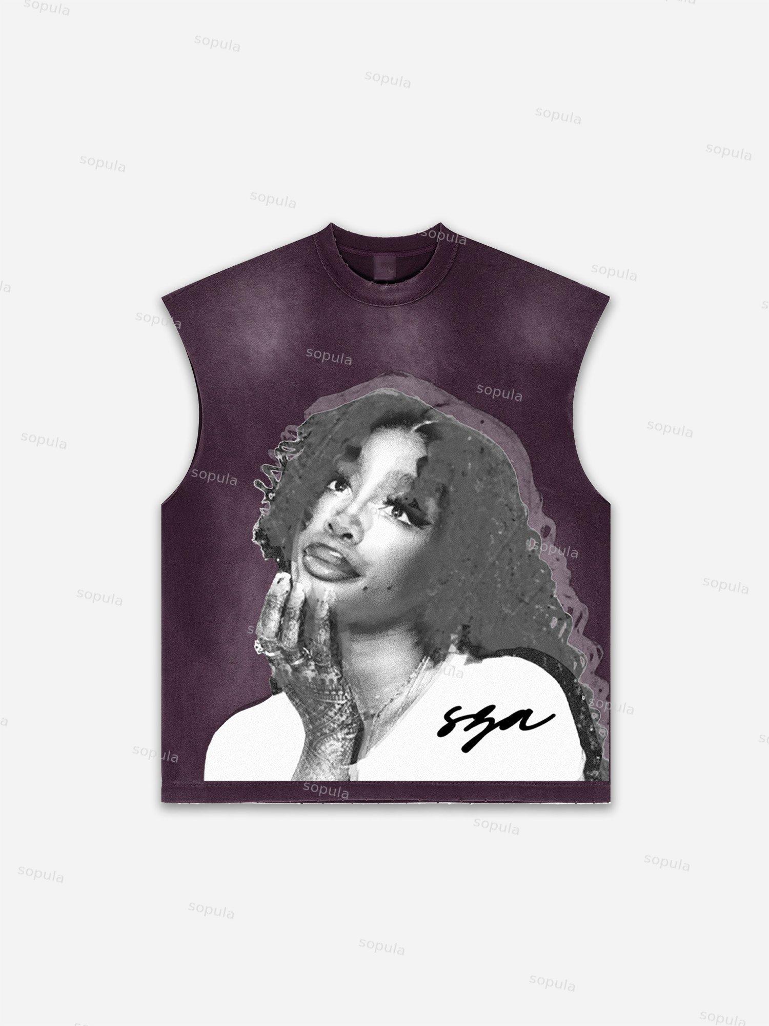 Future World Brainstorming Graphic Print Distressed Tank Top Product Image