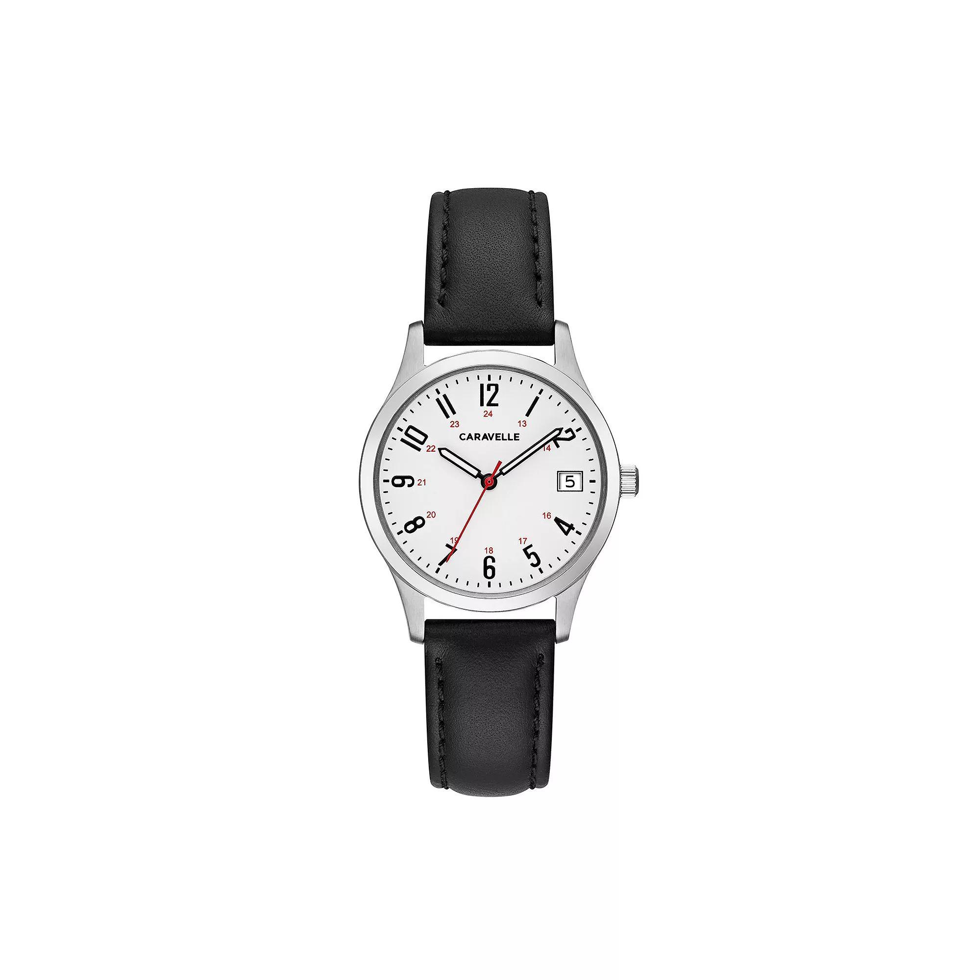 Caravelle by Bulova Womens Easy Reader Leather Watch - 43M118 Black Product Image