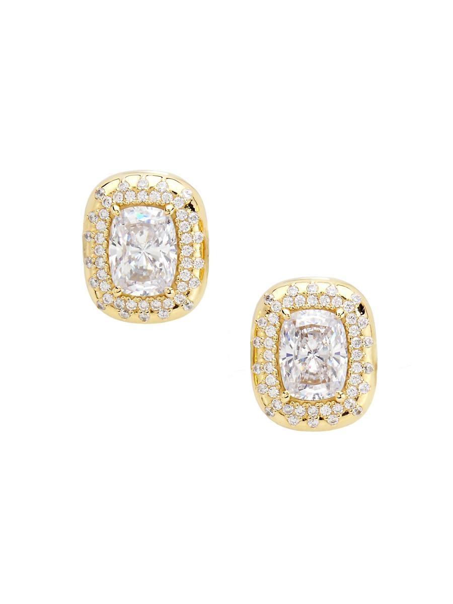 Womens Cabrete 18K-Gold-Plated & Cubic Zirconia Halo Stud Earrings Product Image