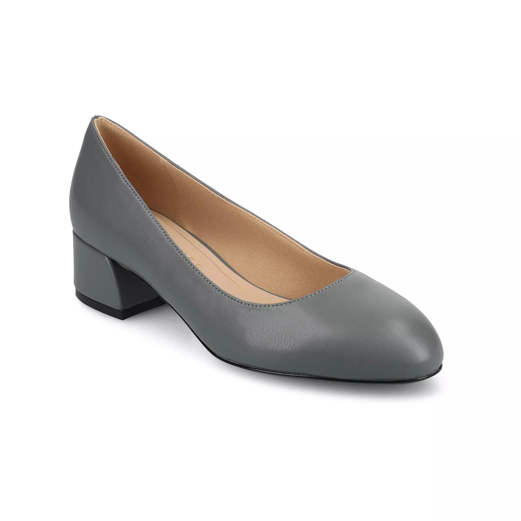Journee Medium and Wide Width Saarii Women's Slip-On Block Heel Pumps, Size: 8 Wide, Grey Product Image