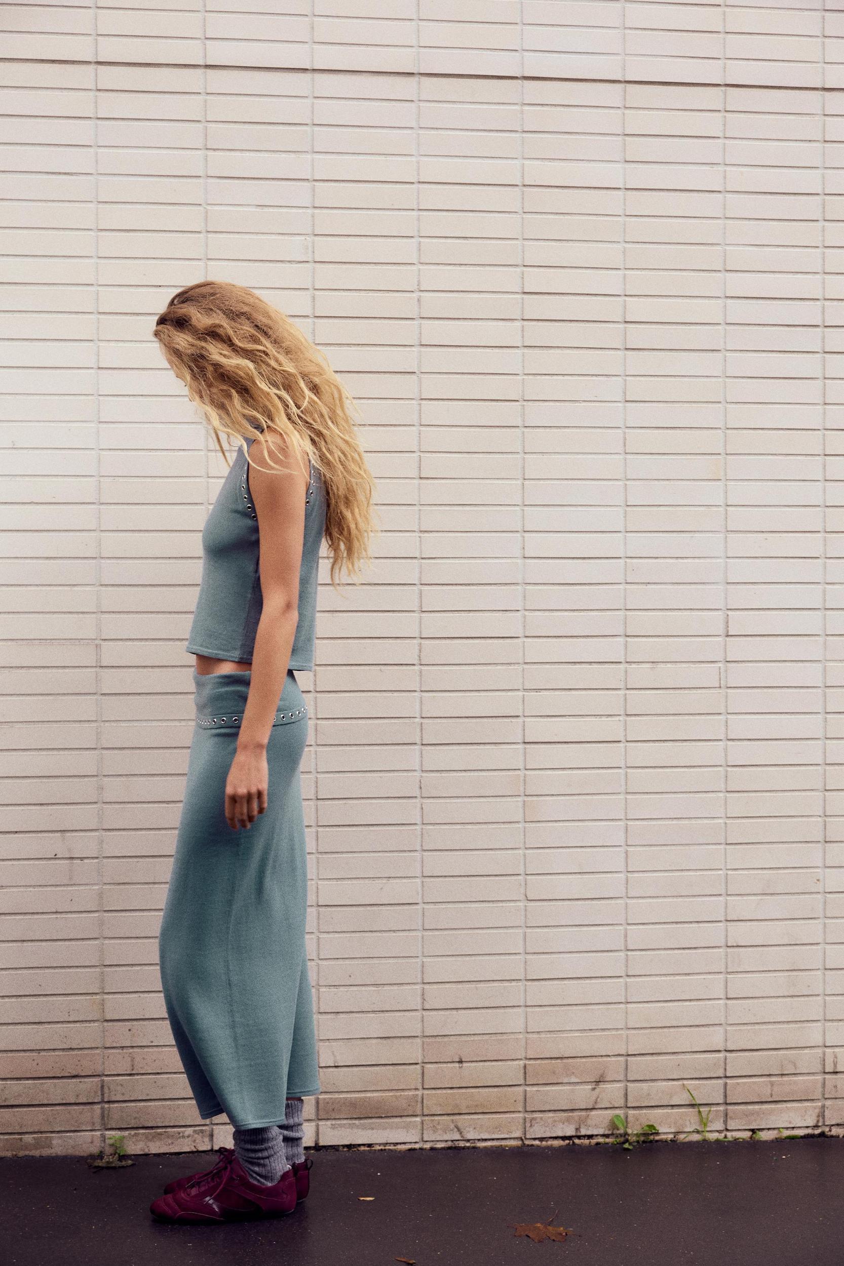 MIDI SKIRT WITH METAL EYELETS Product Image