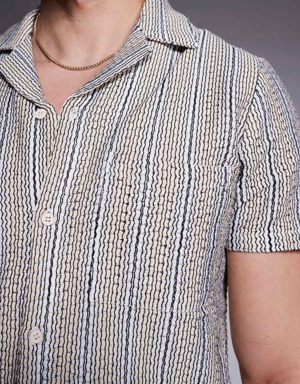 South Beach knit short sleeve beach shirt in multi Product Image