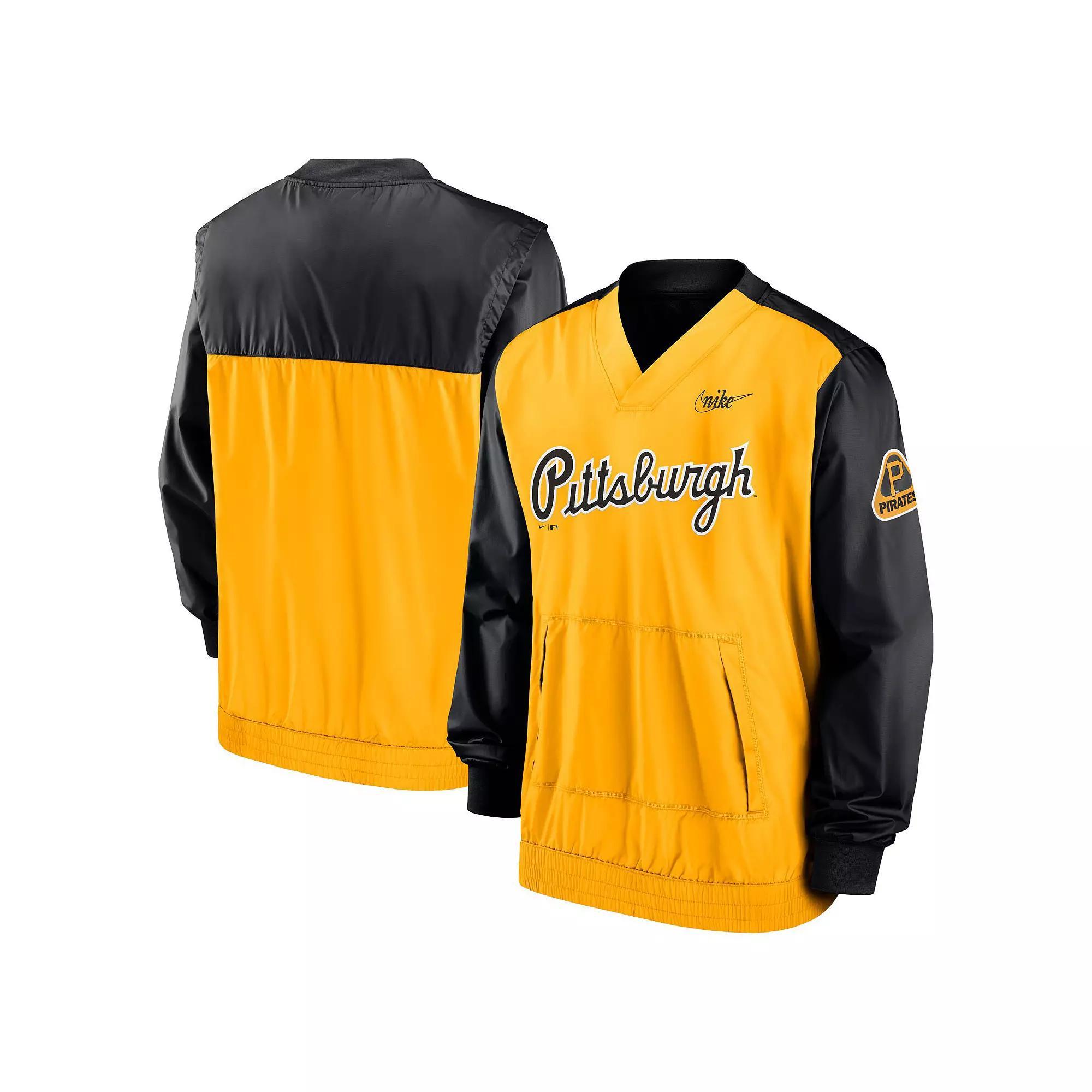 Men's Nike Black/Gold Pittsburgh Pirates Cooperstown Collection V-Neck Pullover, Size: Small Product Image
