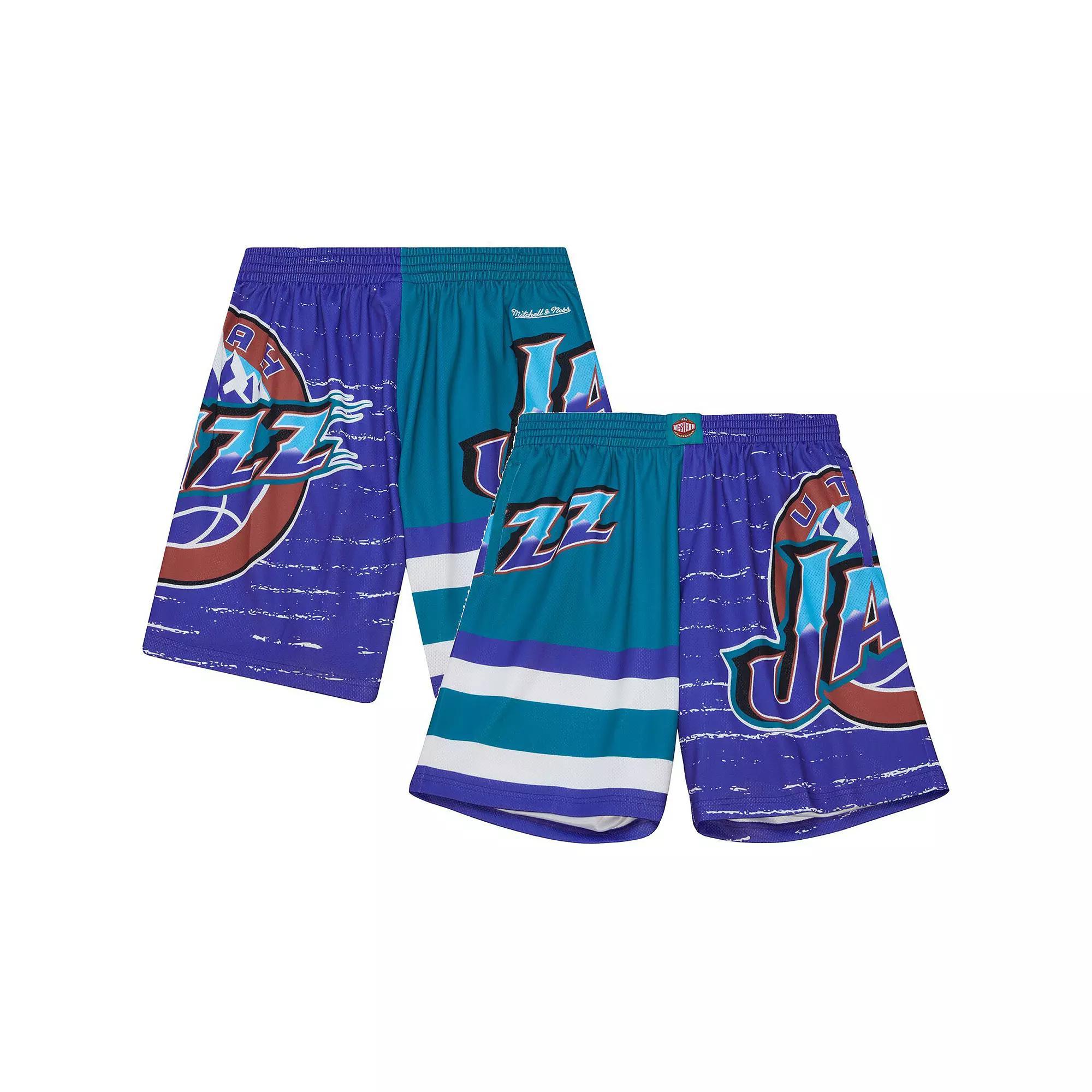 Mens Mitchell & Ness Purple/Turquoise Utah Jazz Jumbotron 3.0 Shorts Product Image