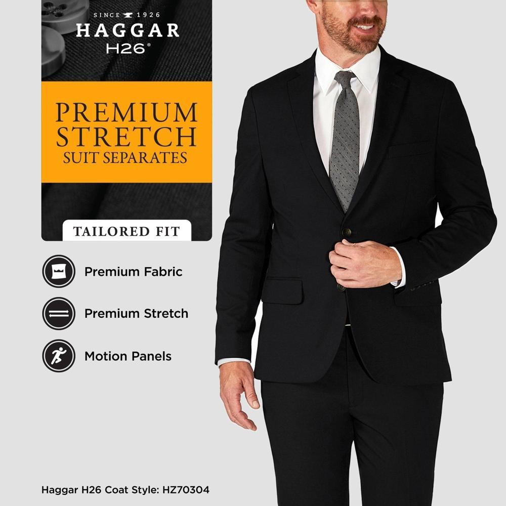 Haggar H26 Men's Big & Tall Tailored Fit Stretch Suit Jacket - Black 46R: Polyester Rayon Blend, Heavyweight Fabric Product Image