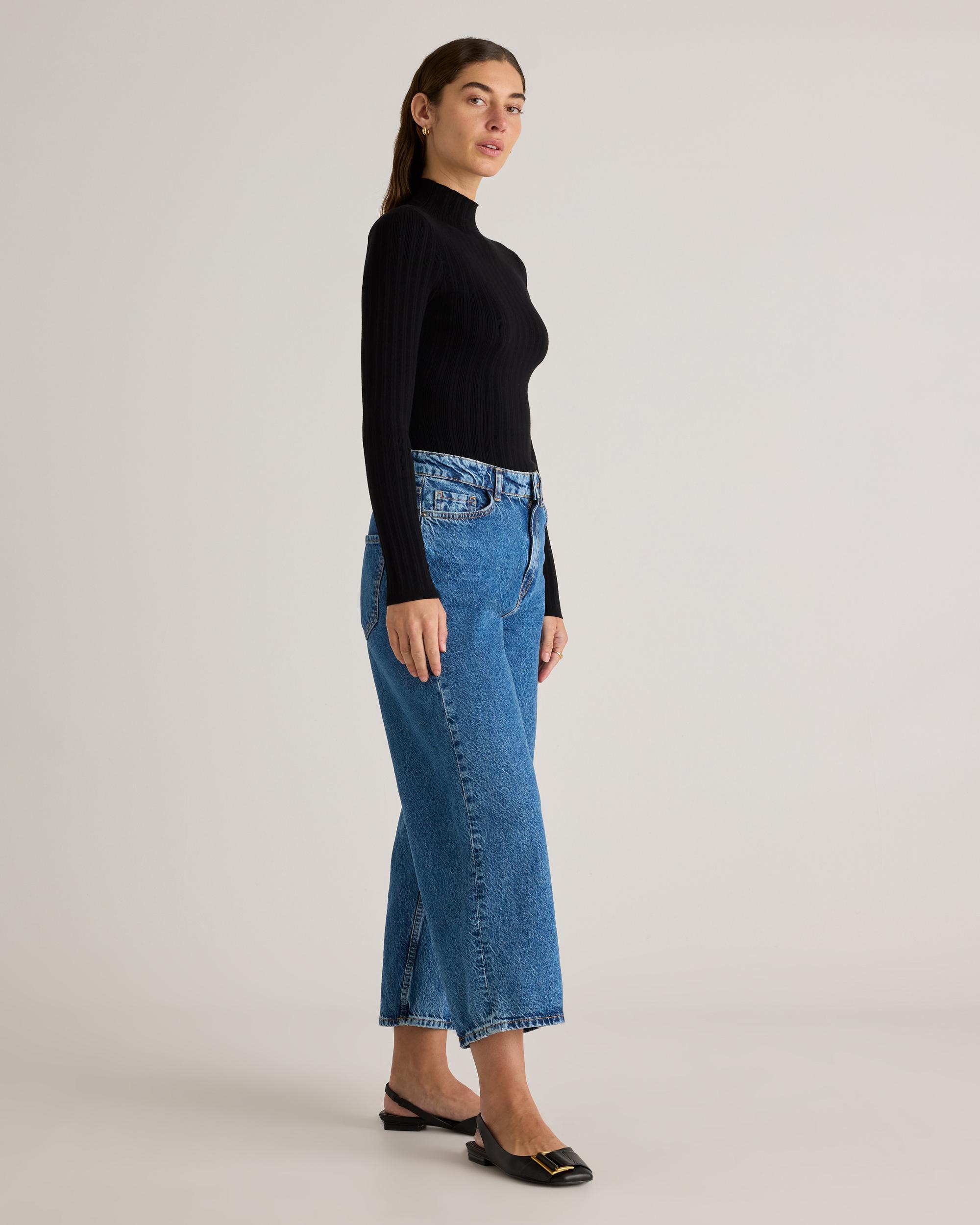 Quince | Women's Cotton Cashmere Ribbed Turtleneck Bodysuit Size XL, Organic Cotton Product Image