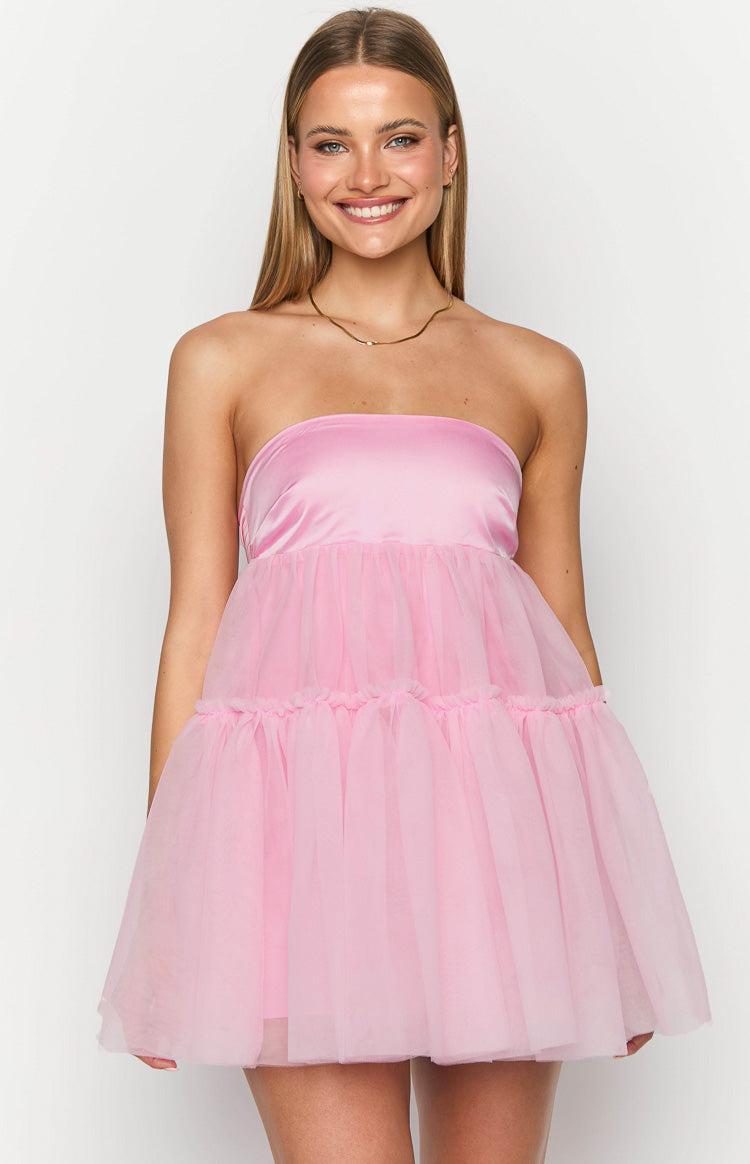 Abigail Pink Strapless Mini Dress Product Image