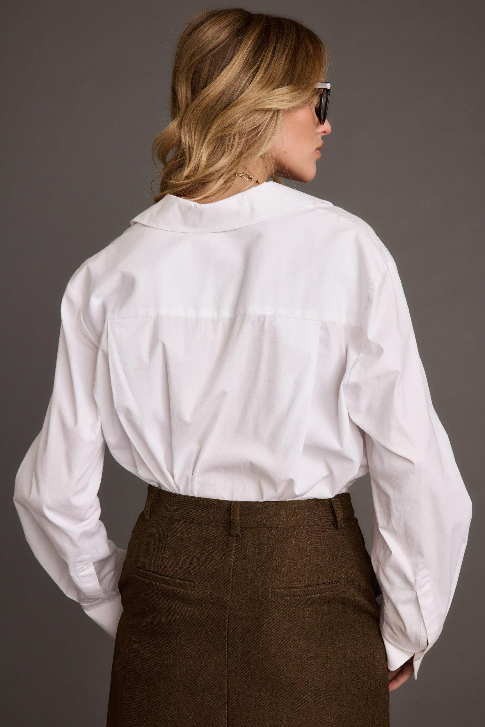 Gisele White Poplin Button Down Product Image