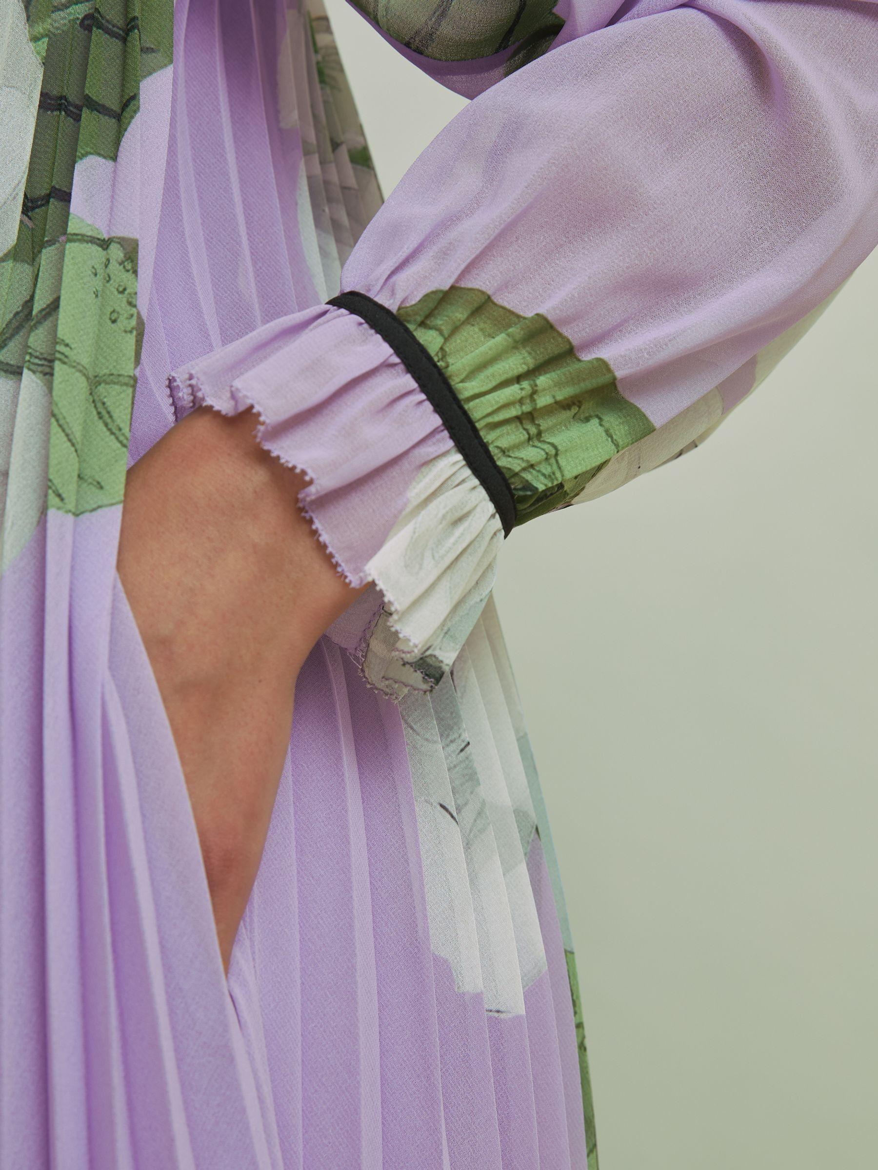 Florere Pleated Tie Neck Maxi Dress in Lilac Product Image