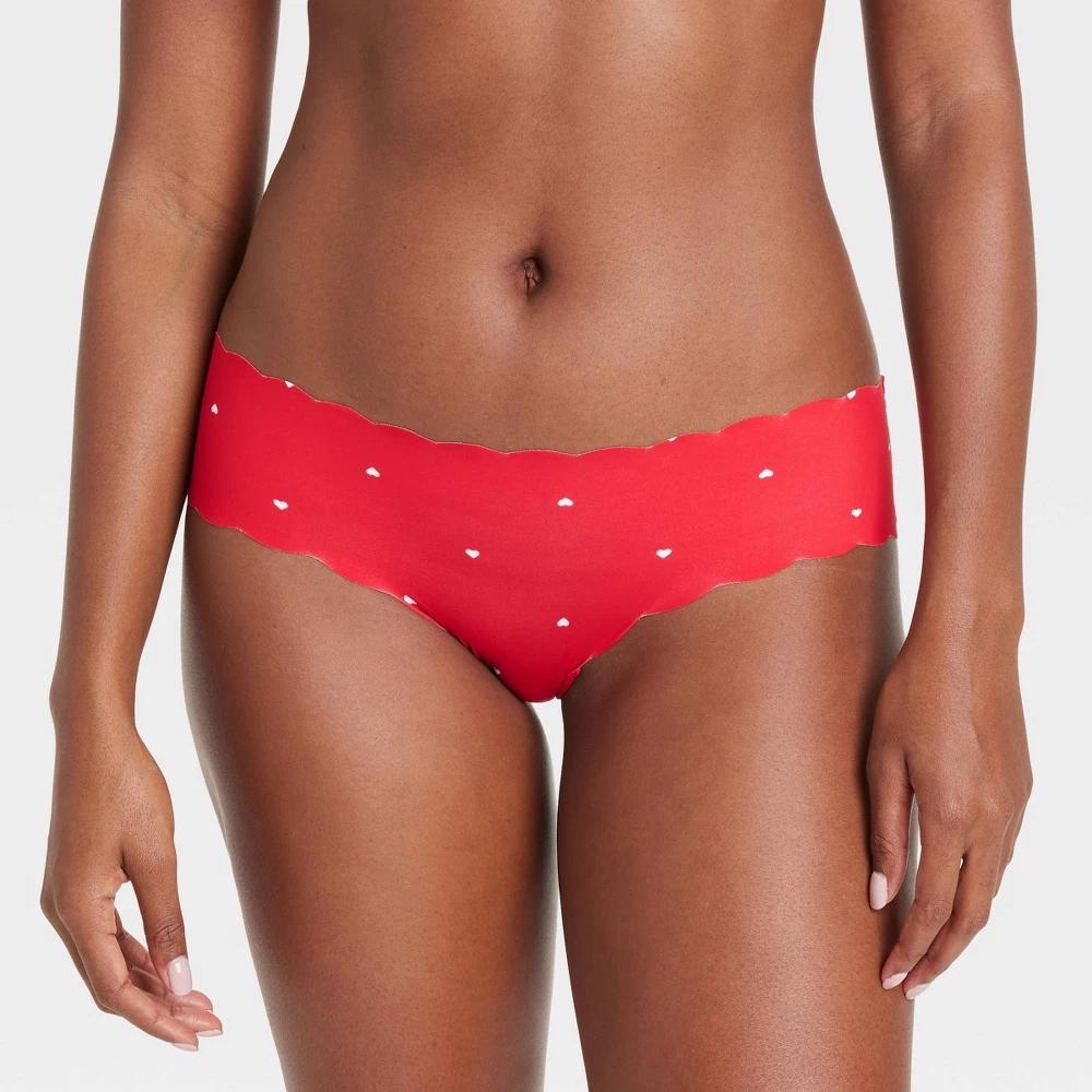 Women's Invisible Edge Cheeky Underwear with Scallop Edge - Auden™ Red M Product Image