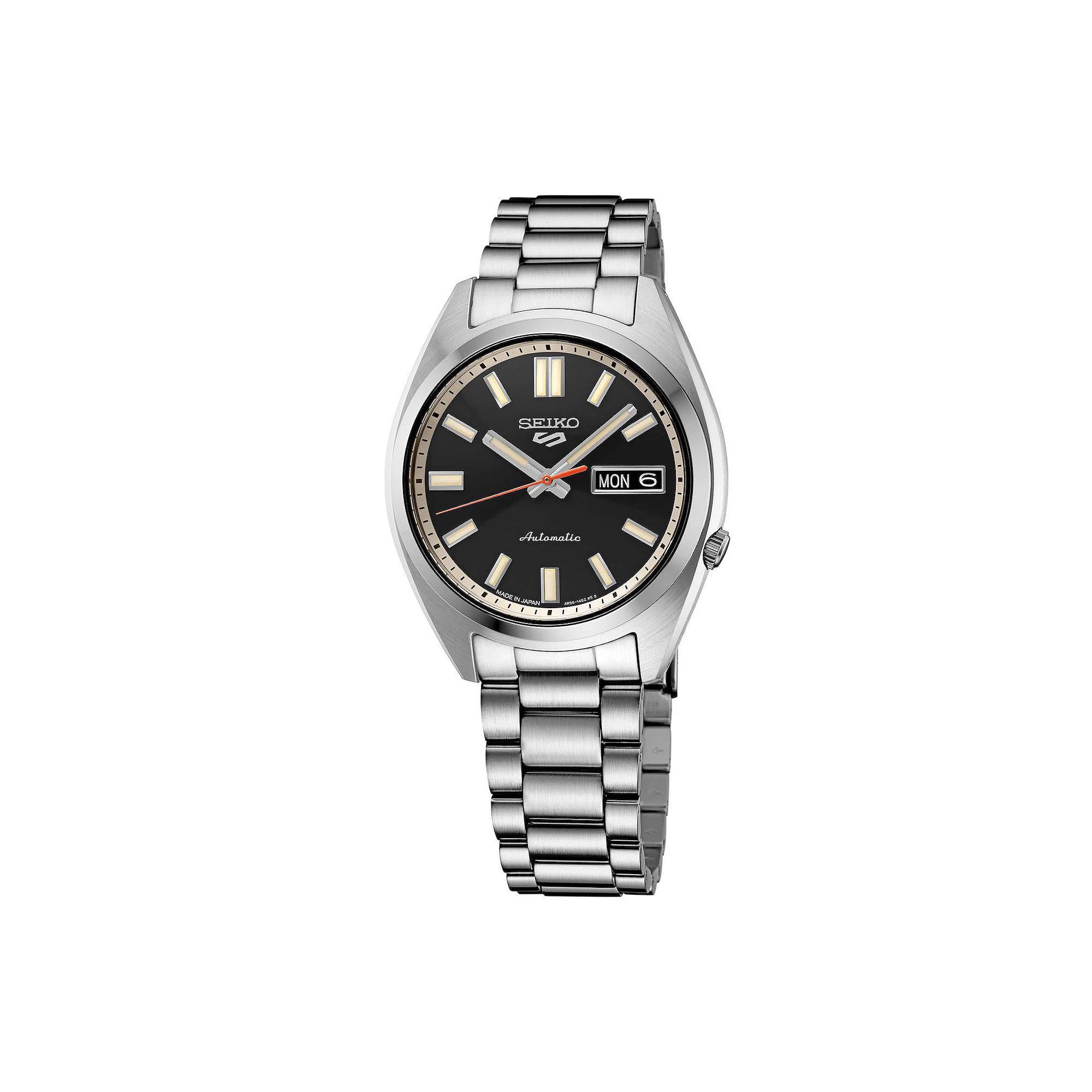 Mens Seiko 5 Sports Midsize Black Dial Stainless Steel Automatic Watch - SRPK89 Silver Product Image