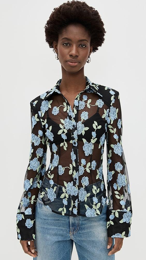 ROTATE Mesh Fitted Shirt | Shopbop Product Image
