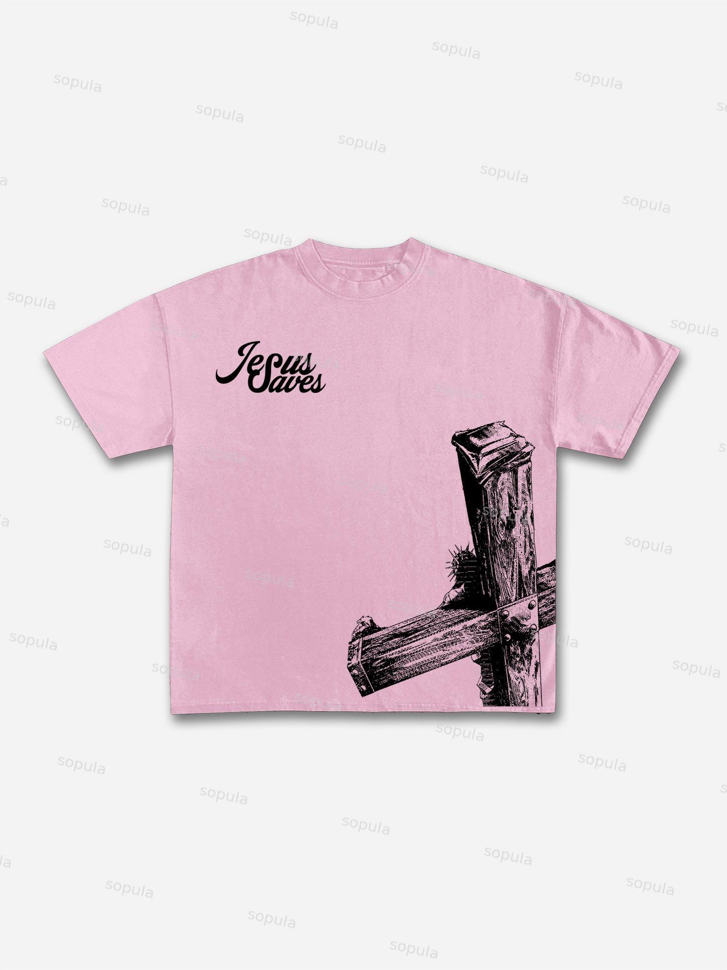 Jesus Saves Graphic Cotton T-shirt Product Image