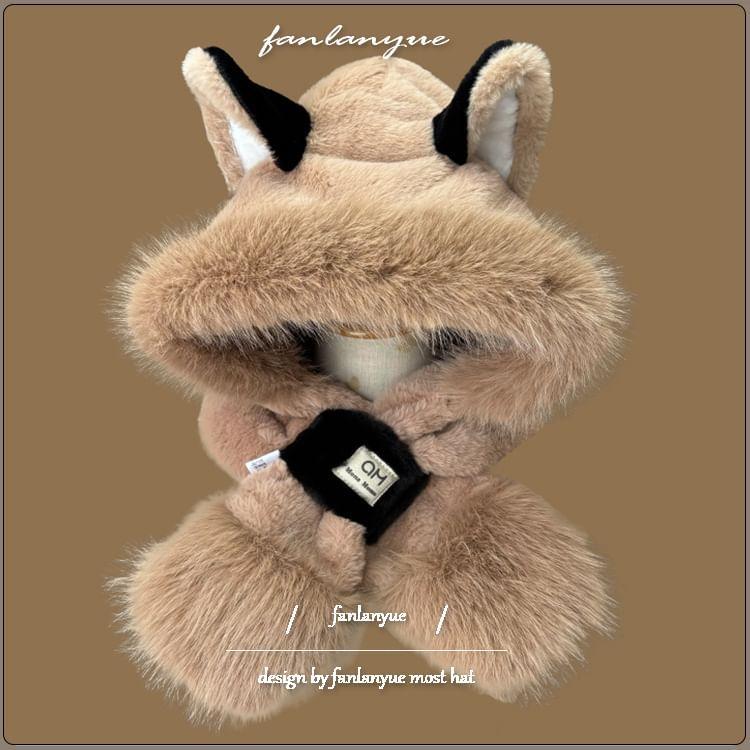 Fox Ear Furry Scarfed Trapper Hat Product Image