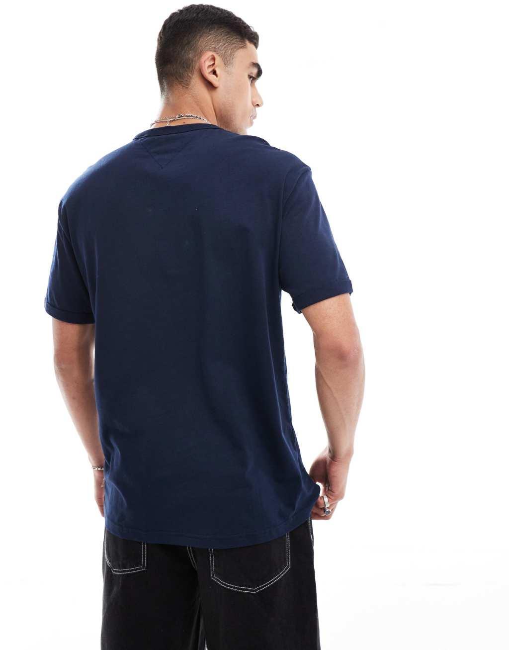 Tommy Jeans badge logo pocket t-shirt in navy Product Image