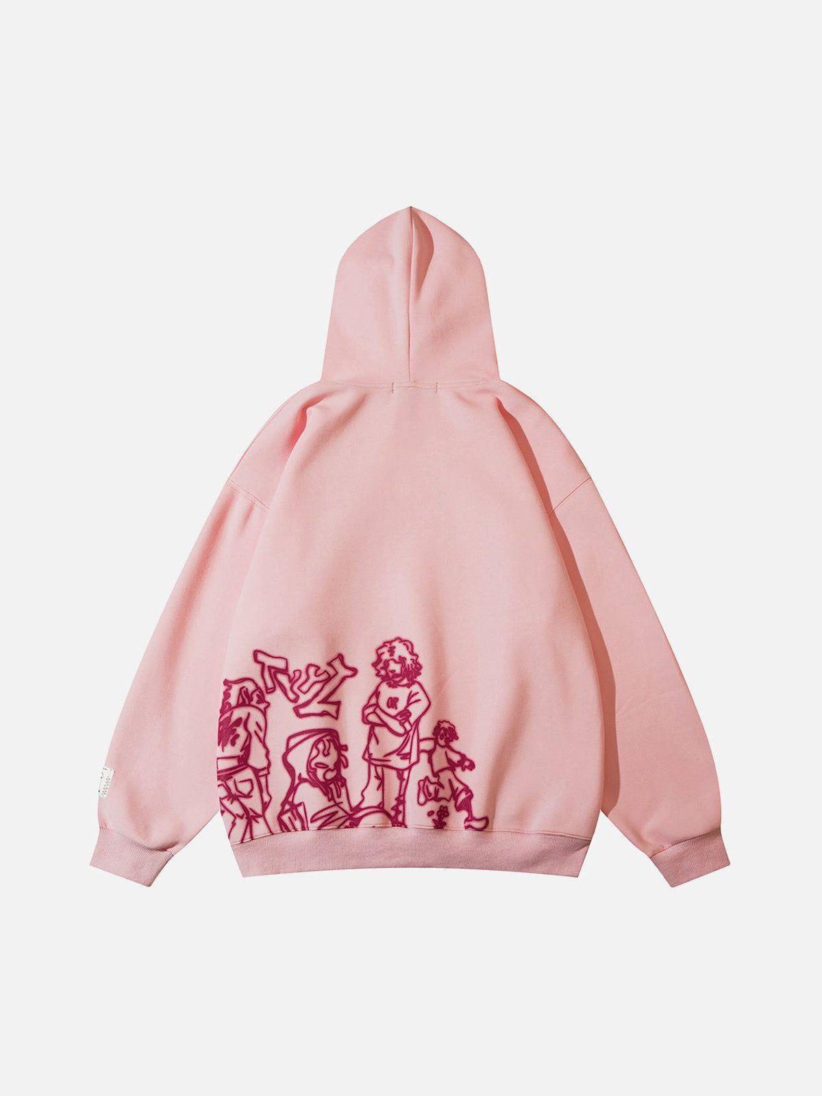 Aelfric Eden Cartoon Line Character Print Hoodie Product Image