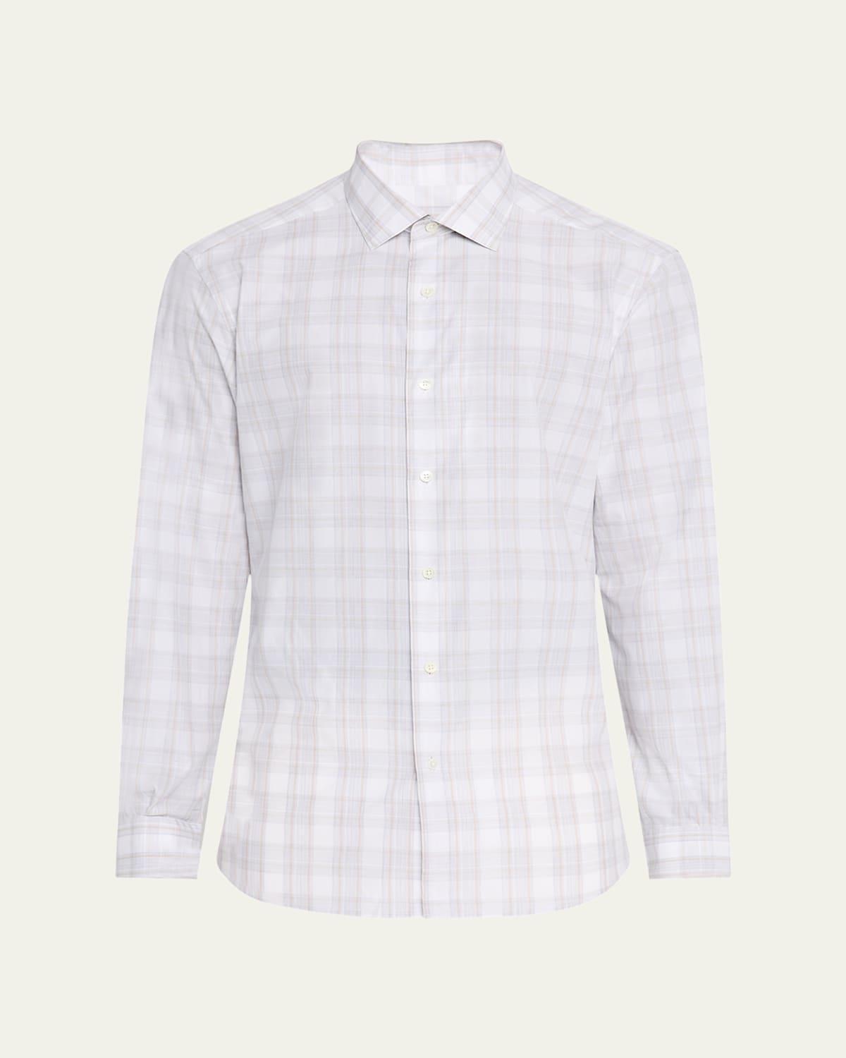 Mens Cotton Plaid Sport Shirt Product Image