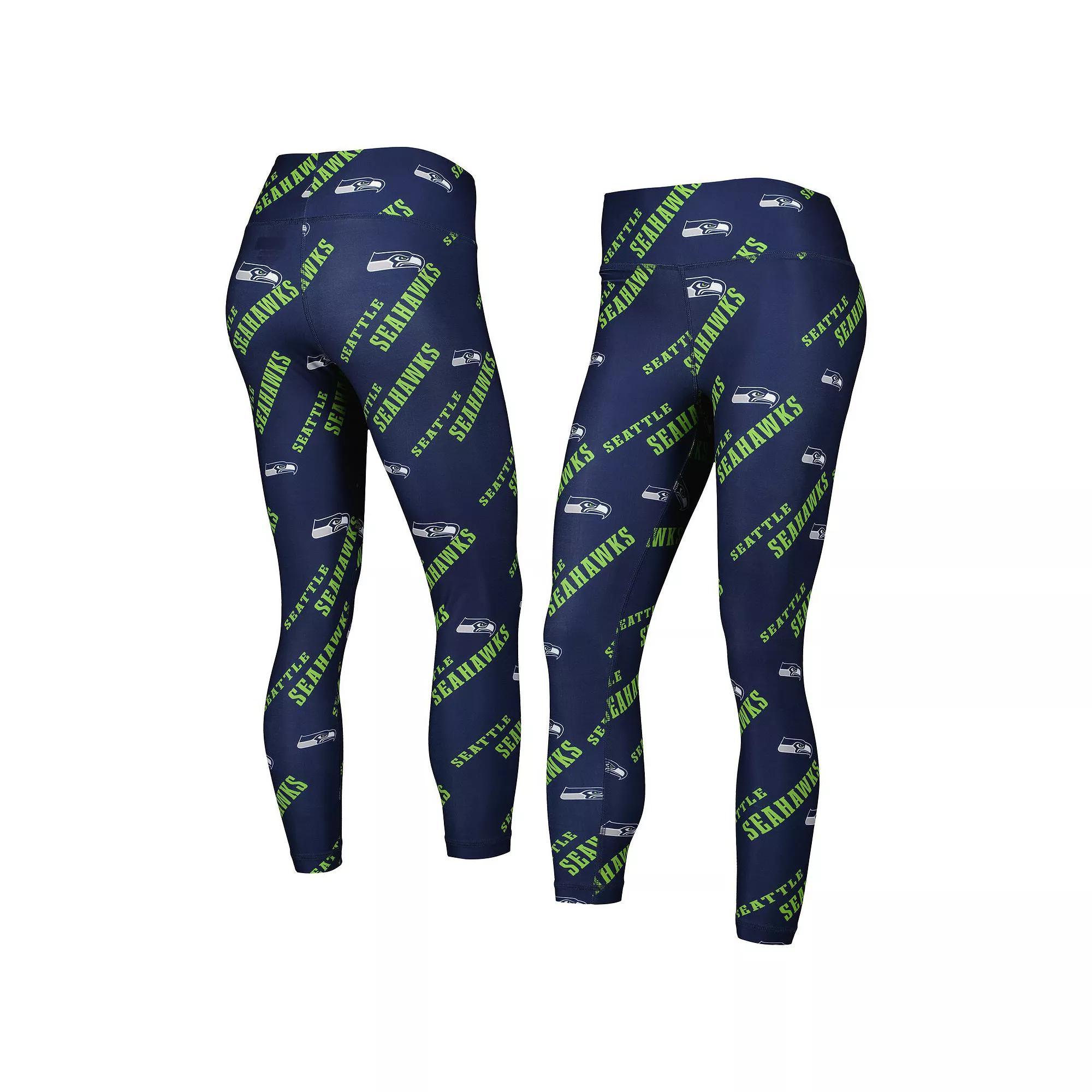 Women's Concepts Sport College Navy Seattle Seahawks Breakthrough Allover Print Lounge Leggings, Size: Small, Blue Product Image