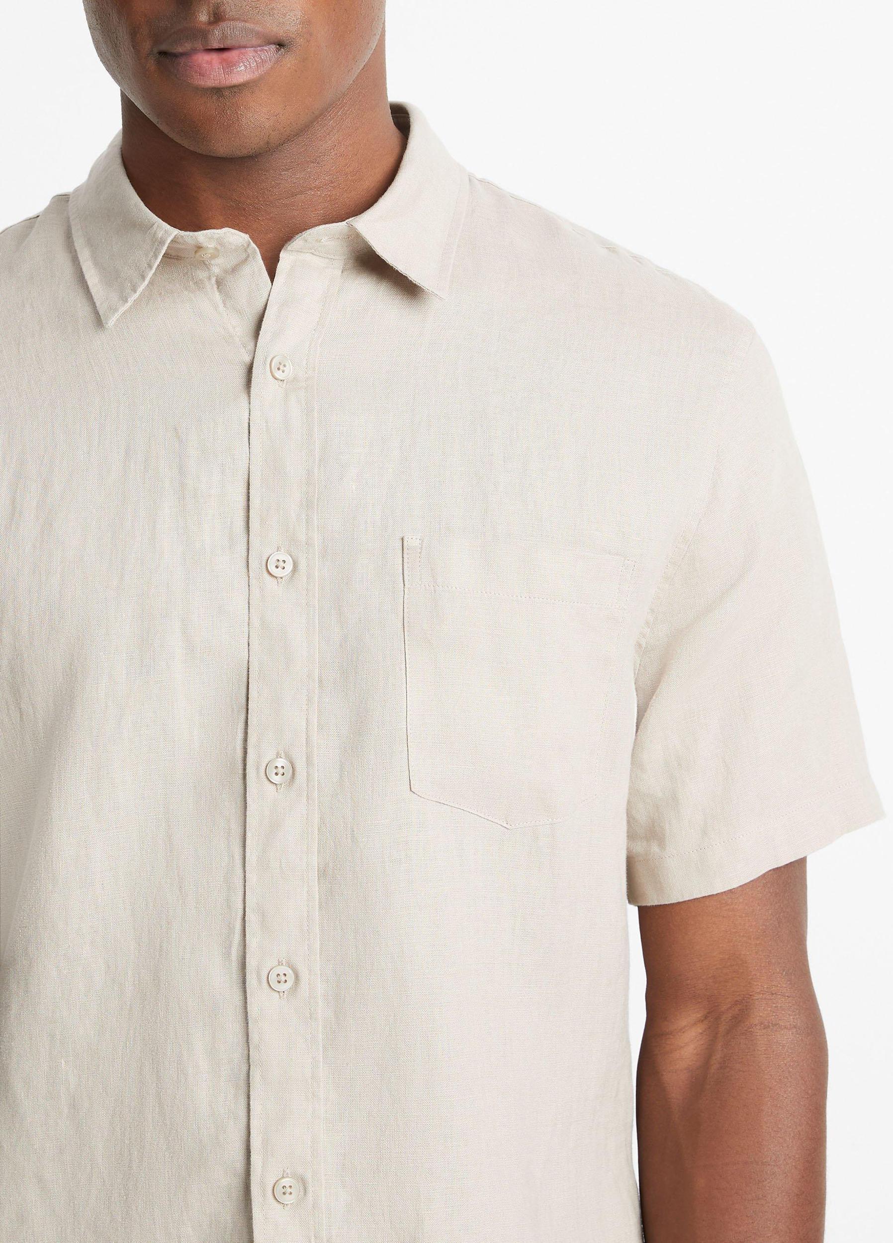 Mens Linen Short-Sleeve Shirt, Pumice Rock, Size XS Vince Product Image
