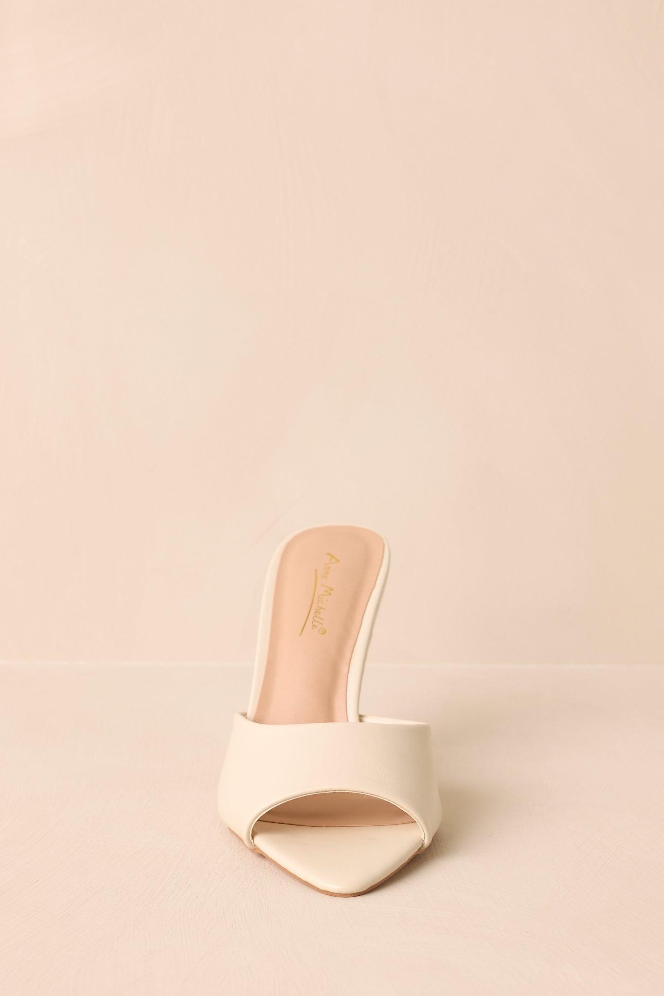 Every Step Counts Ivory Faux Leather High Heel Sandals Product Image