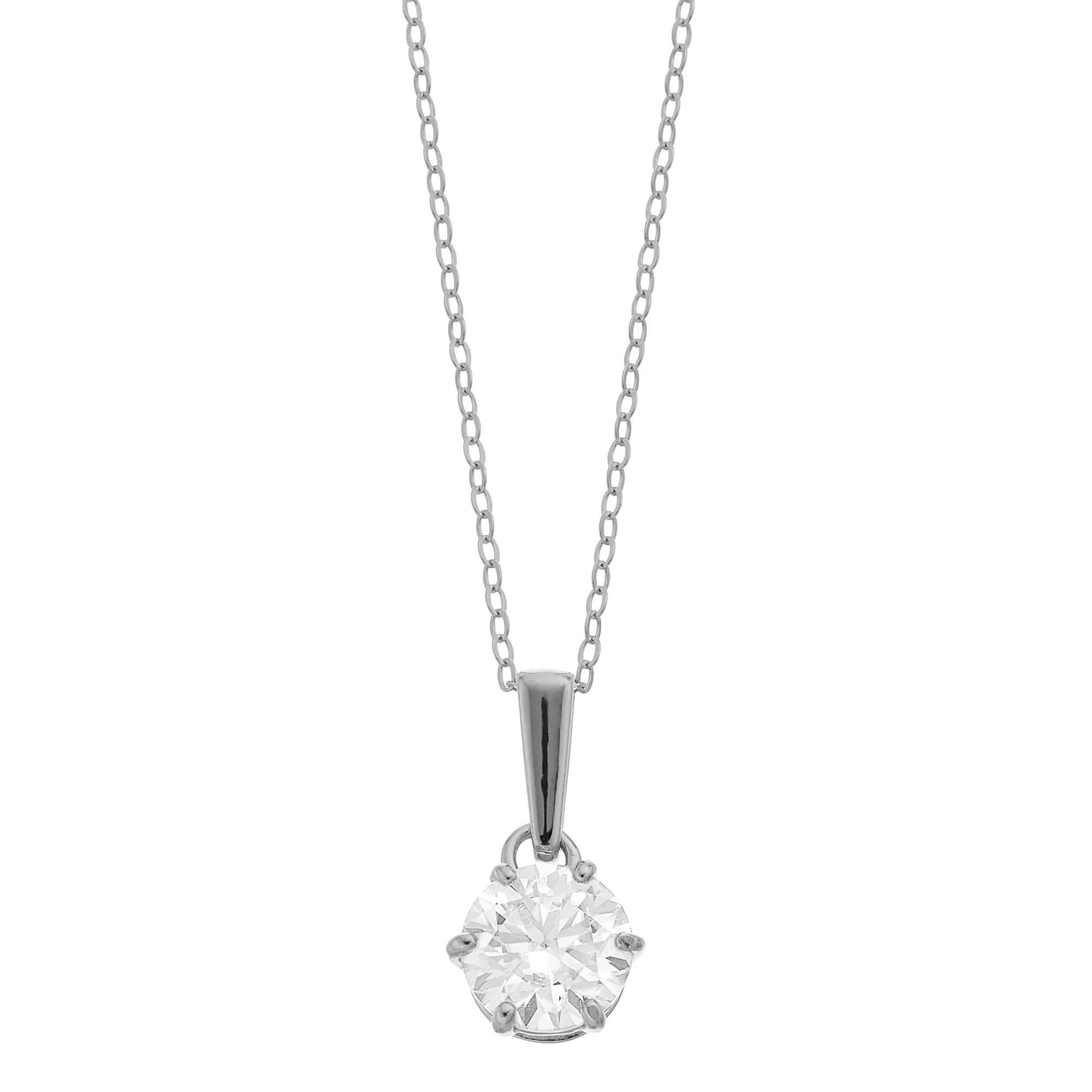 Stella Valentino Sterling Silver 2 Carat T.W. Lab-Created Moissanite Drop Pendant Necklace, Womens Product Image