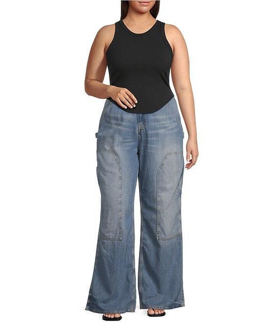 Good American Plus Size Micro Rib Scoop Neckline Sleeveless Tank Product Image