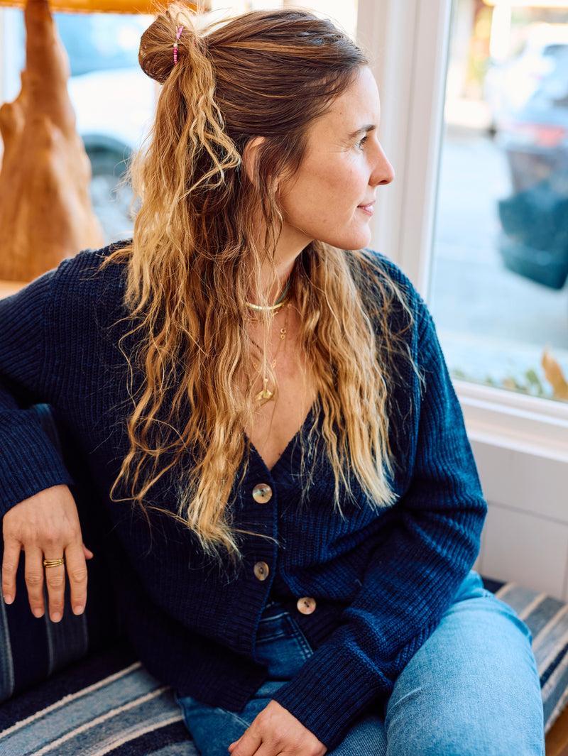 Miramar Linen Cardigan - Navy Blazer Product Image