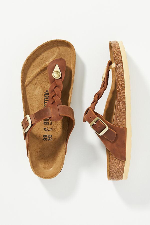 Birkenstock Womens Gizeh Braided Oiled Leather Thong Sandals Product Image