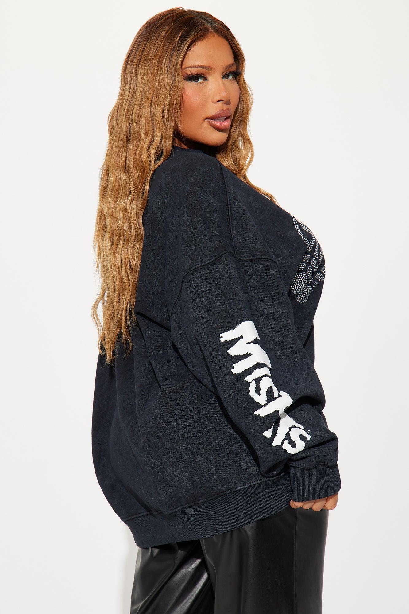 Misfits Rhinestone Crew Neck Sweatshirt - Black Wash Product Image