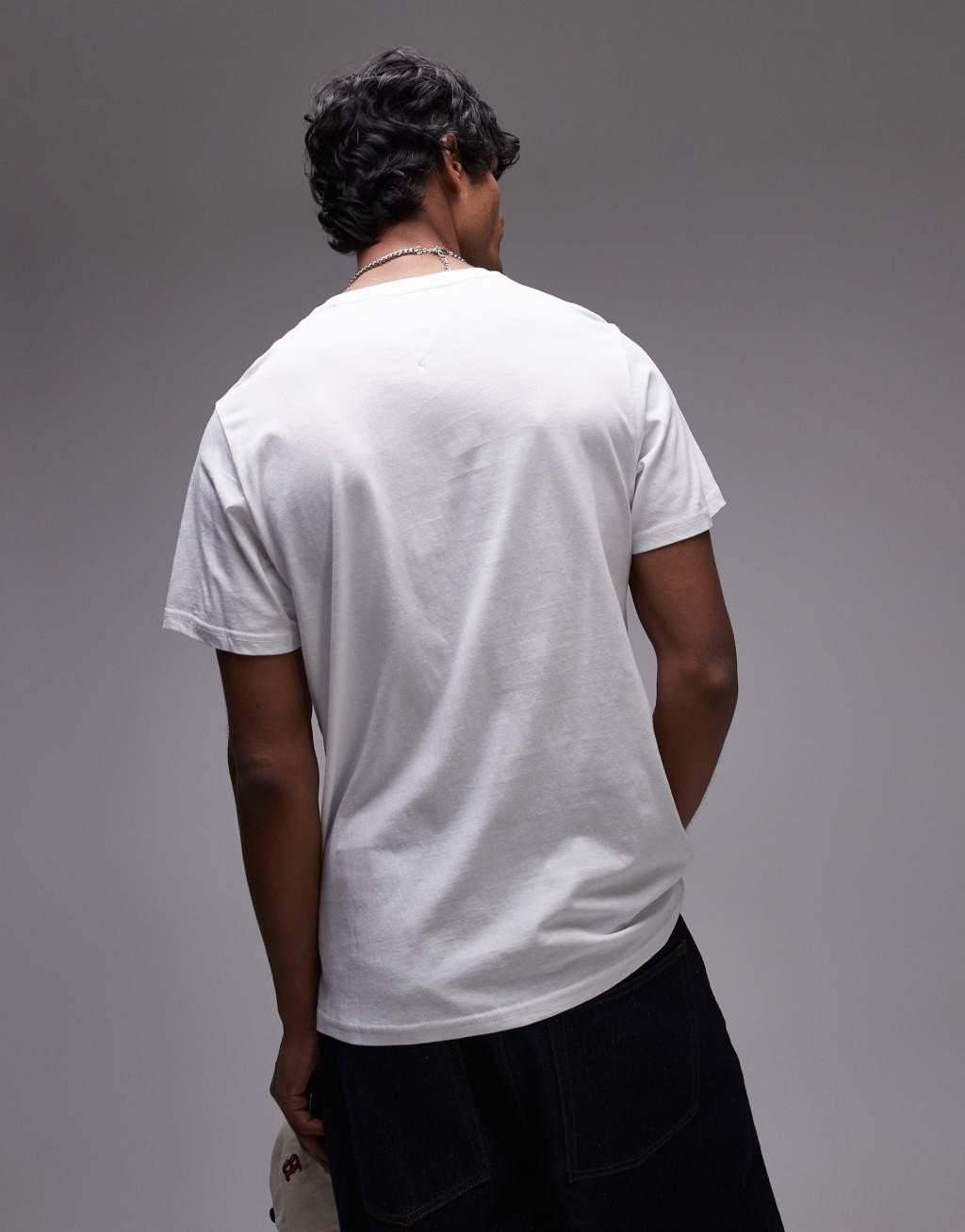 Tommy Jeans essential flag slim fit t-shirt in white Product Image
