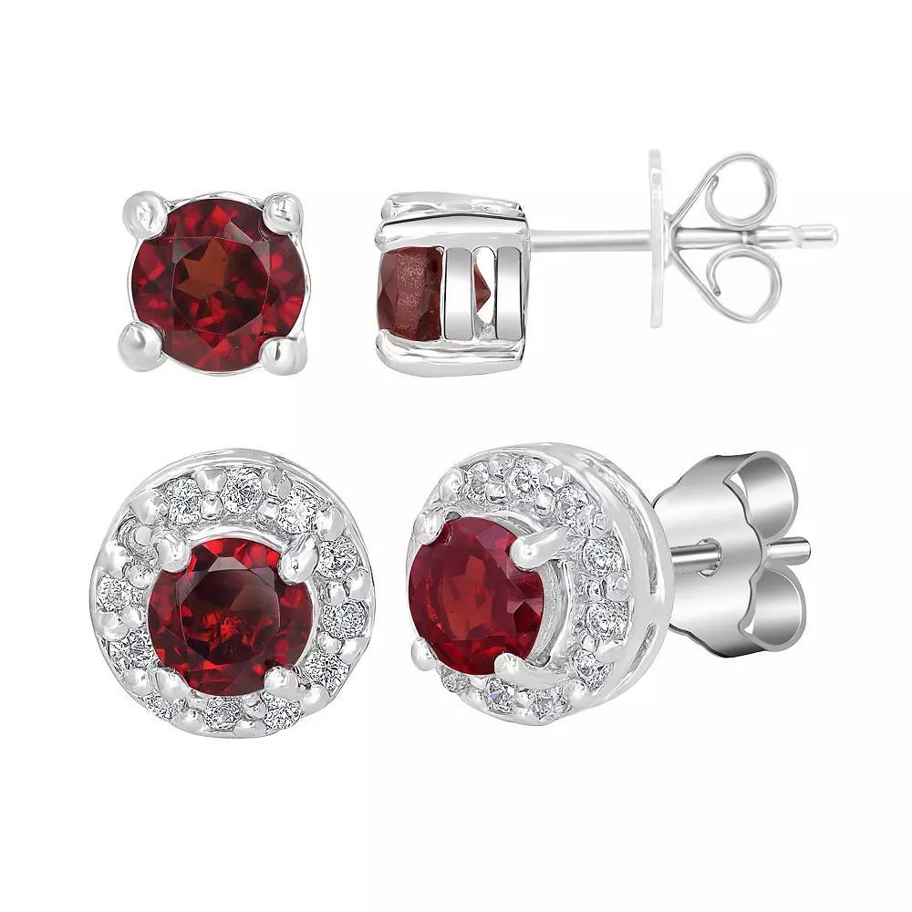 Gemistry Sterling Silver Round White Topaz & Topaz Earring Trio Set, Women's, Purple Blue Topaz Product Image