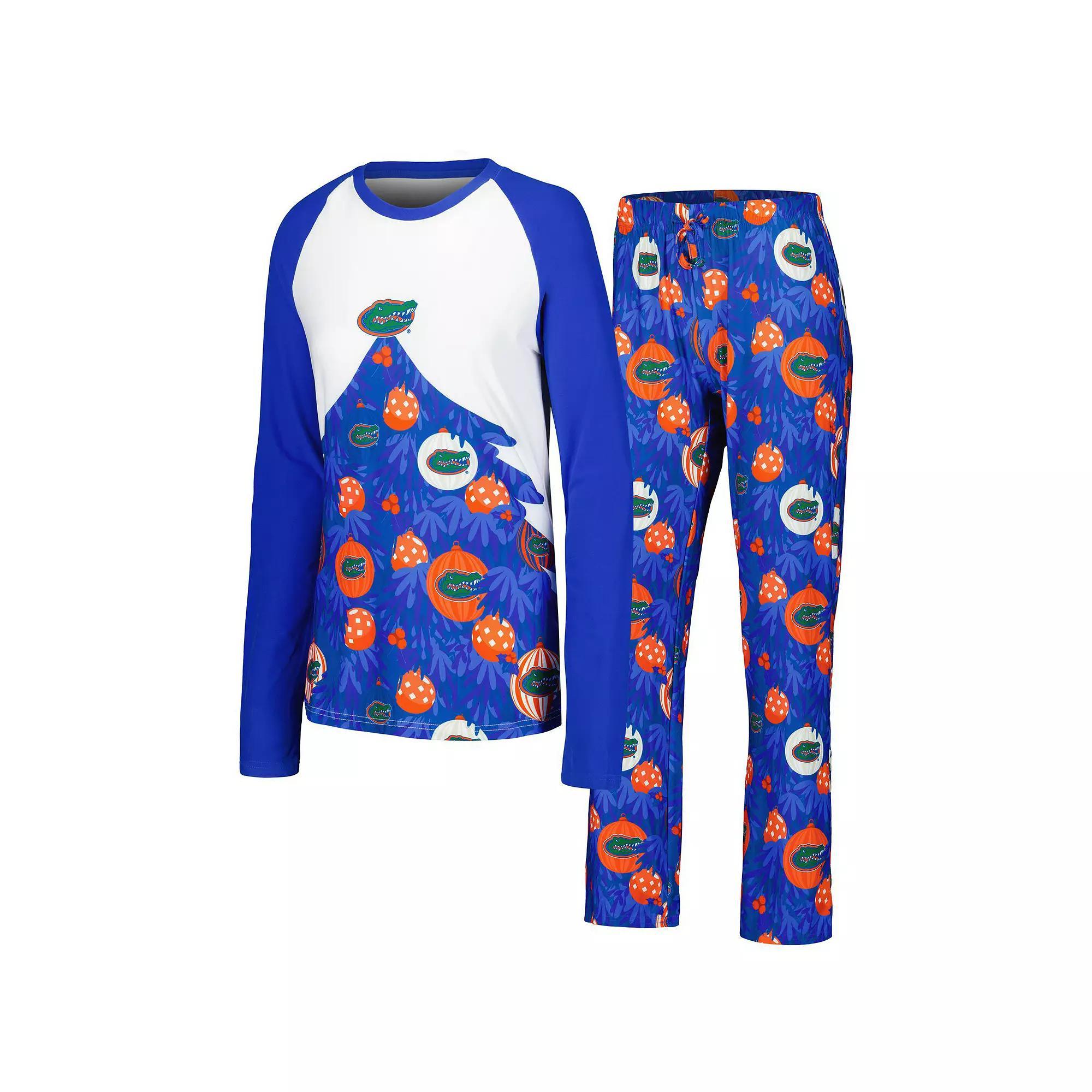 Women's Concepts Sport Royal Florida Gators Tinsel Ugly Sweater Long Sleeve T-Shirt & Pants Sleep Set, Size: Medium, Blue Product Image